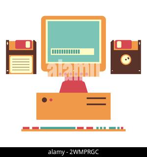 Old computer model. Vector illustration in 90s style. Stock Vector