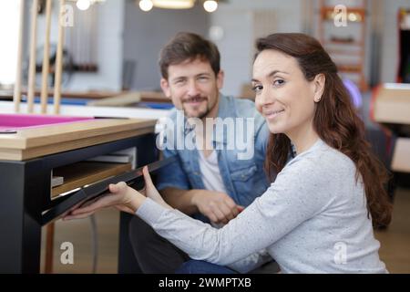 couple of billiard players looking at the camera Stock Photo