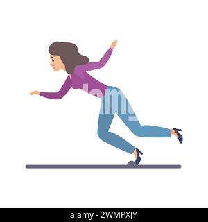 Stumble and fall accident of woman walking on road, girl falling vector illustration Stock Vector