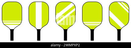 Set of pickleball racket. Sport concept. Vector illustration isolated on white background Stock Vector