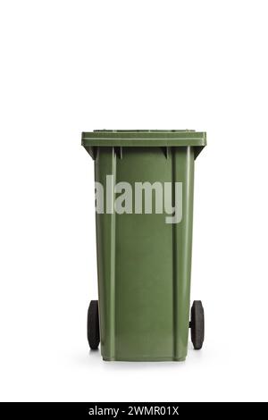 Green plastic waste container isolated on white background Stock Photo