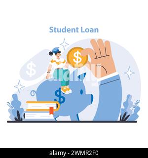 Student Loan Concept. Investing in education with affordable student loans. Empowering academic growth and financial flexibility. Flat vector illustration. Stock Vector
