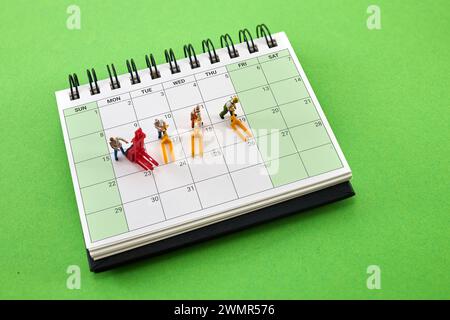 Concept of four-day work week. Printed calendar for a 4 day working week Stock Photo