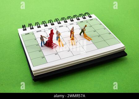 Concept of four-day work week. Printed calendar for a 4 day working week Stock Photo