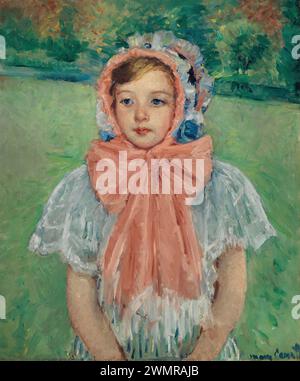 Cassatt Mary - Girl in a Bonnet Tied with a Large Pink Bow (1909) Stock Photo