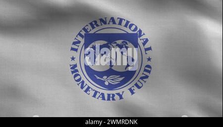 Flag of the IMF, International Monetary Fund. Stock Photo