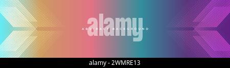 Bright colorful abstract modern wide banner with geometric lines and striped arrows. Vector illustration colored background for banner, cover Stock Vector