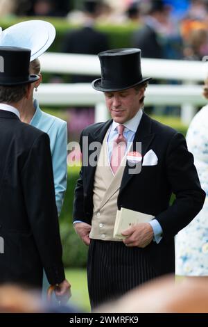 FILE PICS. 27th February, 2024. Thomas Kingston, husband to Lady Gabriella Windsor has tragically passed away aged 45. Ascot, Berkshire, UK. 24th June, 2023. Thomas Kingston at Royal Ascot with his wife Lady Gabriella Windsor who is the daughter of Prince and Princess Michael of Kent. Credit: Maureen McLean/Alamy Live News Stock Photo