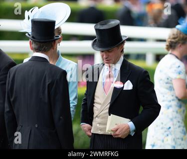 FILE PICS. 27th February, 2024. Thomas Kingston, husband to Lady Gabriella Windsor has tragically passed away aged 45. Ascot, Berkshire, UK. 24th June, 2023. Thomas Kingston at Royal Ascot with his wife Lady Gabriella Windsor who is the daughter of Prince and Princess Michael of Kent. Credit: Maureen McLean/Alamy Live News Stock Photo