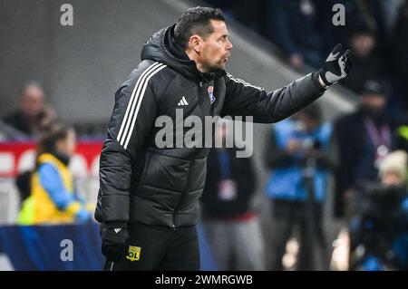 Decines Charpieu, France. 27th Feb, 2024. Pierre SAGE of Lyon during the French Cup, Quarter-Finals football match between Olympique Lyonnais (Lyon) and RC Strasbourg on February 27, 2024 at Groupama stadium in Decines-Charpieu near Lyon, France - Photo Matthieu Mirville/DPPI Credit: DPPI Media/Alamy Live News Stock Photo