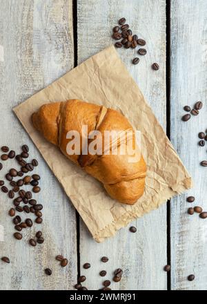 French cuisine, homemade bakery, breakfast, food, cooking and pastry concept. Morning with fresh croissants. fresh croissants on table, dessert. crois Stock Photo