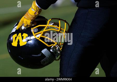 Munich, Germany. 27th Feb, 2024. Munich Cowboys players train at the training ground on Görzer Straße. The club is one of the oldest football clubs in Germany. Credit: Sven Hoppe/dpa/Alamy Live News Stock Photo