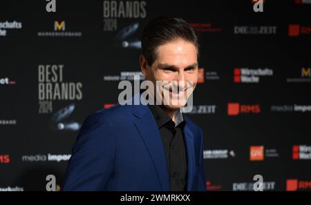 Munich, Germany. 27th Feb, 2024. Dancer Christian Polanc stands on the white carpet at the Best Brands Awards 2024 gala, Hotel 'Bayerischer Hof'. Credit: Felix Hörhager/dpa/Alamy Live News Stock Photo