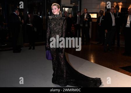 Munich, Germany. 27th Feb, 2024. Actress Laura Osswald stands on the white carpet at the gala for the Best Brands Awards 2024, Hotel 'Bayerischer Hof'. Credit: Felix Hörhager/dpa/Alamy Live News Stock Photo