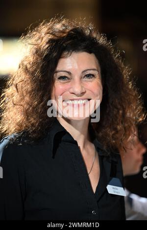 Munich, Germany. 27th Feb, 2024. Andrea Bury stands on the white carpet at the gala for the Best Brands Awards 2024, Hotel 'Bayerischer Hof'. Credit: Felix Hörhager/dpa/Alamy Live News Stock Photo