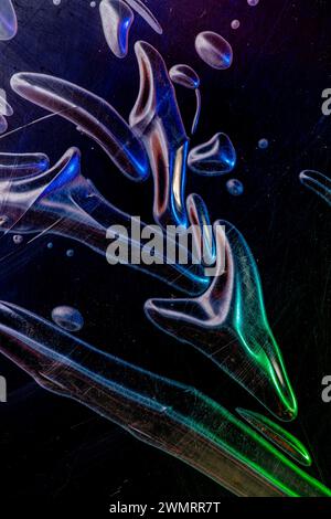 Colorful abstract image of bubble wrap with the bubble and scratch marks under colored light Stock Photo