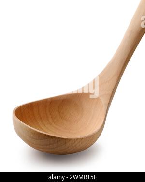 empty wooden ladle isolated on white background Stock Photo