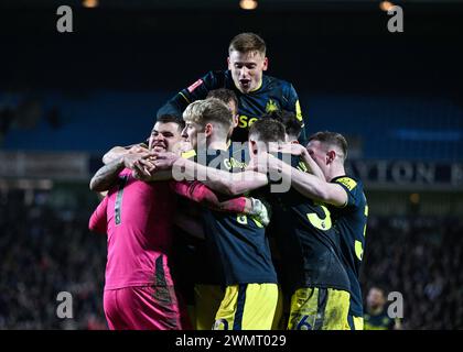 Martin Dúbravka of Newcastle United celebrates winning the shoot out to send Newcastle through to the next round of the Emirates FA Cup, during the Emirates FA Cup 5th Round match Blackburn Rovers vs Newcastle United at Ewood Park, Blackburn, United Kingdom, 27th February 2024  (Photo by Cody Froggatt/News Images) Stock Photo