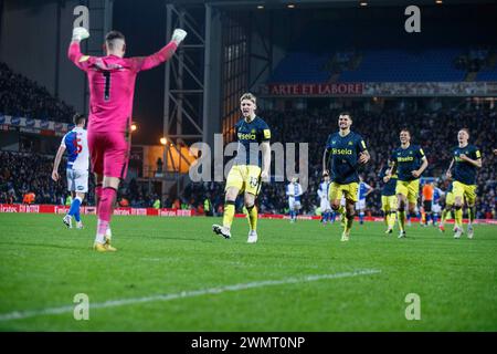 Newcastle United celebrate winning on penalties during the FA Cup Fifth Round match between Blackburn Rovers and Newcastle United at Ewood Park, Blackburn on Tuesday 27th February 2024. (Photo: Mike Morese | MI News) Credit: MI News & Sport /Alamy Live News Stock Photo