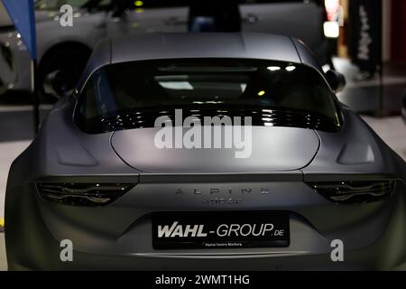 Giessen, Germany. 25th Feb, 2024. Alipine A110 seen during automobile Exhibition in Giessen Hessenhallen. (Photo by Mohammad Javad Abjoushak/SOPA Images/Sipa USA) Credit: Sipa USA/Alamy Live News Stock Photo