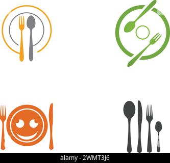 Fork, plate, spoon icon vector illustration Stock Vector