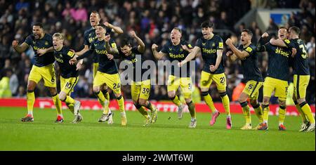 Blackburn, UK. 27th Feb, 2024. The Newcastle team celebrate winning on penalties during the The FA Cup match at Ewood Park, Blackburn. Picture credit should read: Andrew Yates/Sportimage Credit: Sportimage Ltd/Alamy Live News Stock Photo