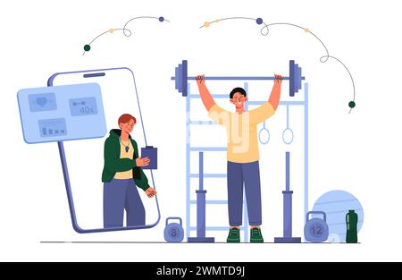 Sports coach online vector concept Stock Vector