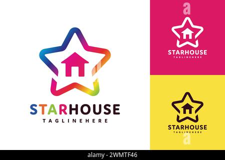 Home combination gradient color star logo design Stock Vector