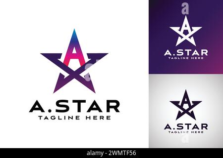 Modern style letter A combination star logo design Stock Vector