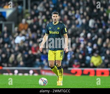 Blackburn, UK. 27th Feb, 2024. Fabian Schär of Newcastle United in action, during the Emirates FA Cup 5th Round match Blackburn Rovers vs Newcastle United at Ewood Park, Blackburn, United Kingdom, 27th February 2024 (Photo by Cody Froggatt/News Images) in Blackburn, United Kingdom on 2/27/2024. (Photo by Cody Froggatt/News Images/Sipa USA) Credit: Sipa USA/Alamy Live News Stock Photo