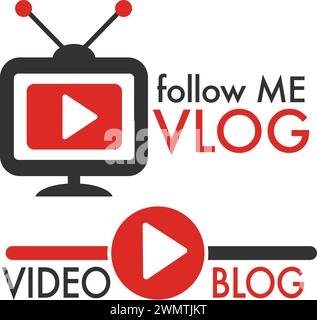 Social media services, follow my vlog and blog Stock Vector