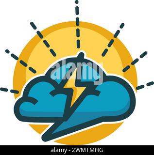 Logo for creative ideas with sun, cloud and flash Stock Vector