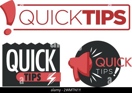 Suggestion, trick and solutions advice, quick tips Stock Vector