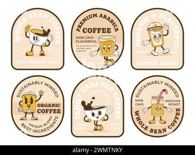 Label design set for coffee bean product package Stock Vector