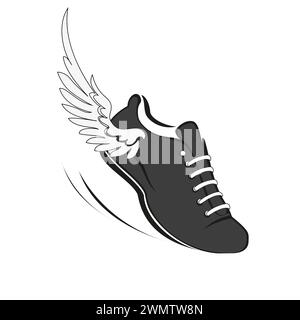 Sports shoes for running, running shoe with a wing. Vector Illustration Stock Vector