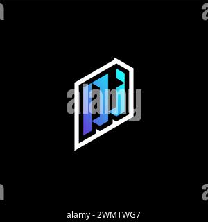 DJ initial gradient blue gaming concept ideas for esport team, twitch and streamer Stock Vector