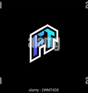FT initial gradient blue gaming concept ideas for esport team, twitch and streamer Stock Vector