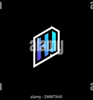 HU initial gradient blue gaming concept ideas for esport team, twitch and streamer Stock Vector