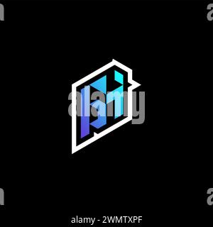 GH initial gradient blue gaming concept ideas for esport team, twitch and streamer Stock Vector