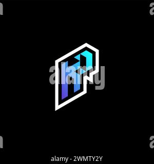 KP initial gradient blue gaming concept ideas for esport team, twitch and streamer Stock Vector