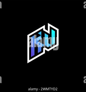 KW initial gradient blue gaming concept ideas for esport team, twitch and streamer Stock Vector