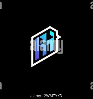 Creative blue letter RH r h logo with leading lines and road concept ...