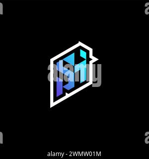 SH initial gradient blue gaming concept ideas for esport team, twitch and streamer Stock Vector