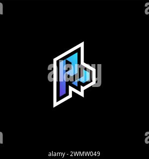PL initial gradient blue gaming concept ideas for esport team, twitch and streamer Stock Vector