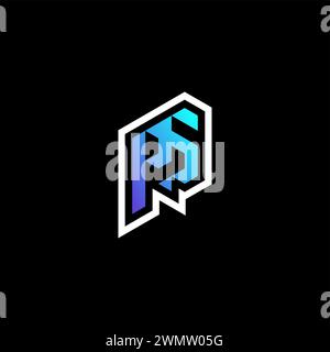 PS initial gradient blue gaming concept ideas for esport team, twitch and streamer Stock Vector