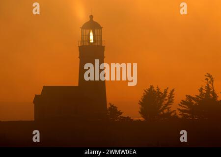 Cape Blanco Lighthouse sunset, Cape Blanco State Park, Oregon Stock Photo