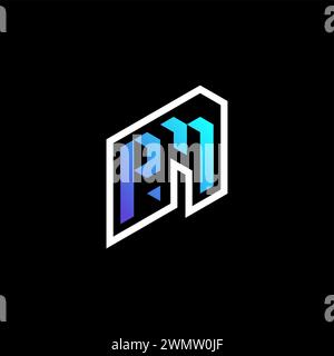 PM initial gradient blue gaming concept ideas for esport team, twitch and streamer Stock Vector
