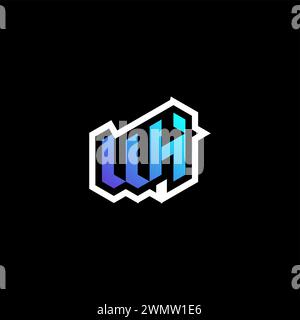 WH initial gradient blue gaming concept ideas for esport team, twitch and streamer Stock Vector