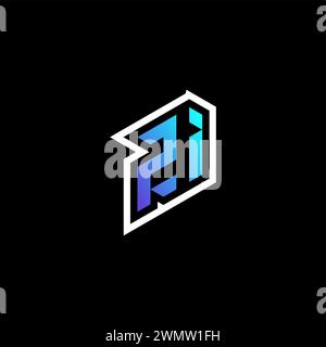 ZI initial gradient blue gaming concept ideas for esport team, twitch and streamer Stock Vector