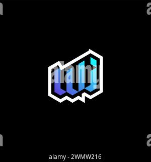 WJ initial gradient blue gaming concept ideas for esport team, twitch and streamer Stock Vector